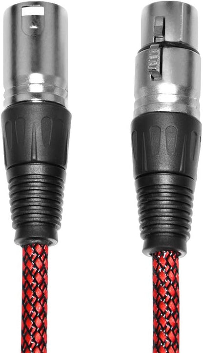 XLR Cable 6Ft 2Pack Male to Female, Microphone XLR Cable 3 Pin Nylon Braided Balanced XLR Cable Mic DMX Cable Patch Cords with Oxygen-Free Copper Conductors